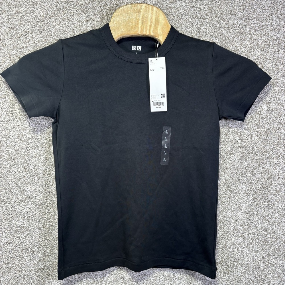 NWT Uniqlo U Crew Neck Short Sleeve Cotton T-Shirt Womens L Black HT0027ONX-JP